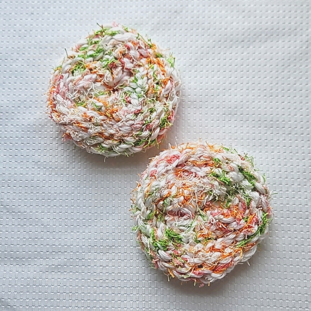 Eco-Friendly Vegetable All Purpose Scrubby Sponge Set of 2 White Green Pink Gold